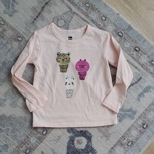 Tea Collection Girls Ice Cream Cone Animals Long Sleeve Cotton T-shirt Sz18-24m